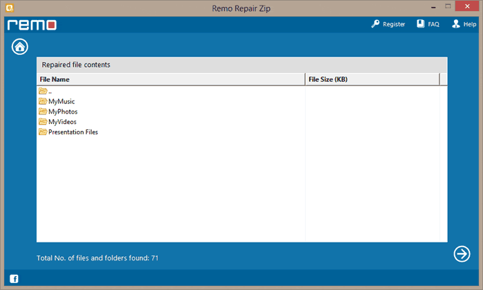 preview the repaired zip file