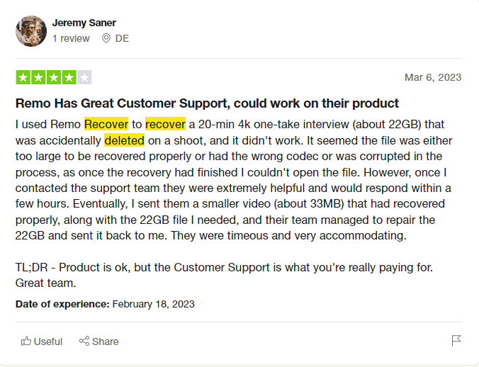 User review of Remo Recover
