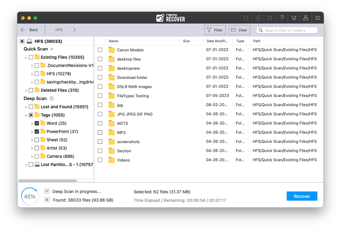 List of all files that were recovered from the Mac Big Sur