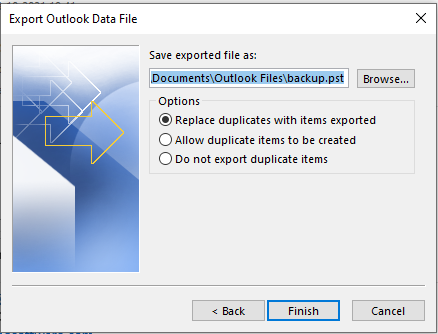 Browse Outlook data file and Name it.