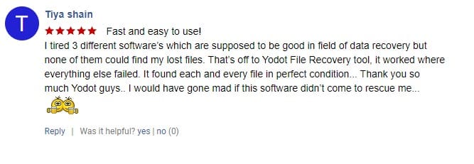 user review of yodot file recovery