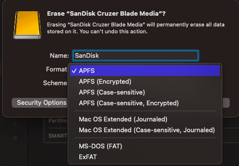 select the file system