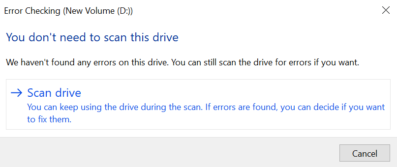 scan the drive to repair and recover-fat32 file system