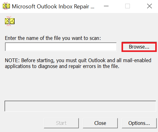 click-on-browse-to-import-corrupted-outlook-file