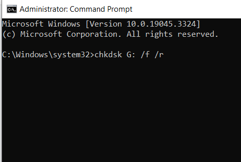 type the chkdsk command 