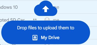 drop files to upload on Google Drive