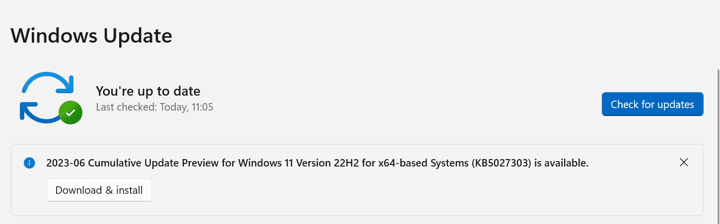 Update the pending Windows update