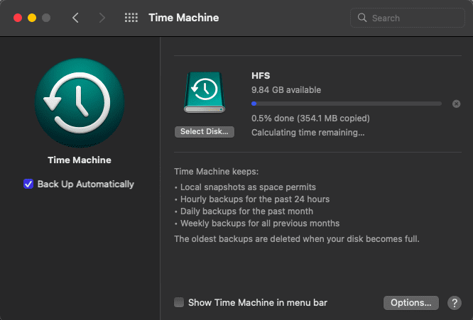 Connect your Time Machine backup disk to your Mac