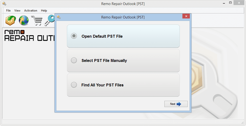select the corrupt outlook pst files that you want to repair and click on the next button